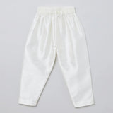 White Kurta Pyjama Set with Baby Pink Raw Silk Embroidered Jacket for Boys - BYB PREMIUM