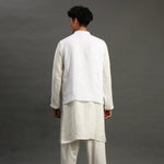 Load image into Gallery viewer, White Linen Kurta Set with Embroidered Jacket - BYB PREMIUM
