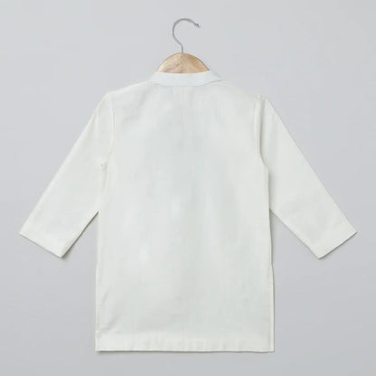 White Multicolor Embroidered Kurta Pyjama Set for Boys - BYB PREMIUM