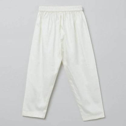 White Multicolor Embroidered Kurta Pyjama Set for Boys - BYB PREMIUM