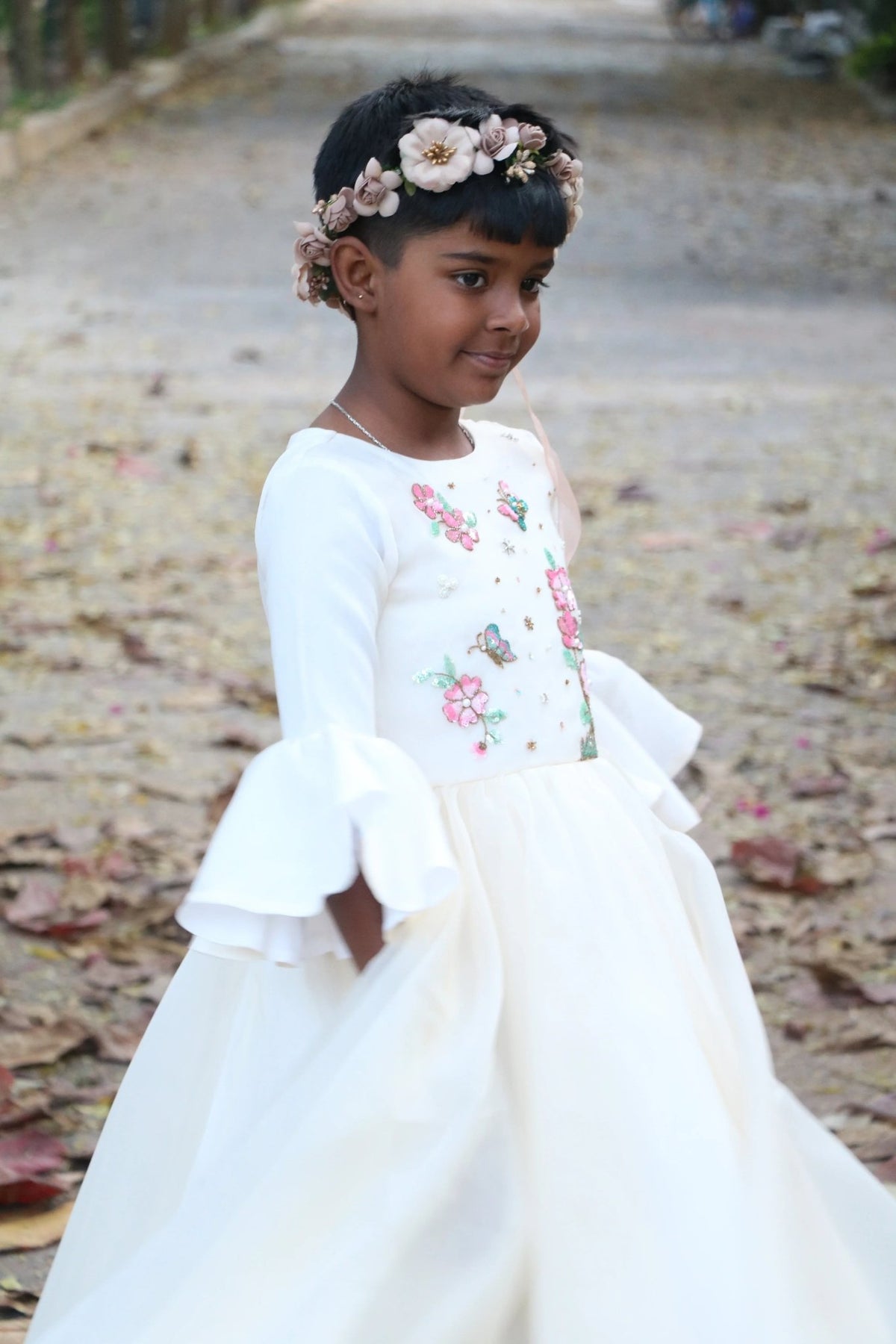 White organza gown for girls   byb premium