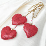 White Raw Silk Top Skirt Set for Girls with Red Heart Embroidery - BYB PREMIUM