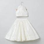 Load image into Gallery viewer, White Raw Silk Top Skirt Set for Girls with Red Heart Embroidery - BYB PREMIUM
