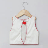 White & Red Heart Embroidered Top Skirt Set for Girls | Cotton & Tulle - BYB PREMIUM