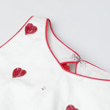 White & Red Heart Embroidered Top Skirt Set for Girls | Cotton & Tulle - BYB PREMIUM