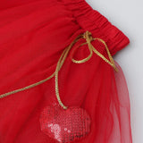 White & Red Heart Embroidered Top Skirt Set for Girls | Cotton & Tulle - BYB PREMIUM