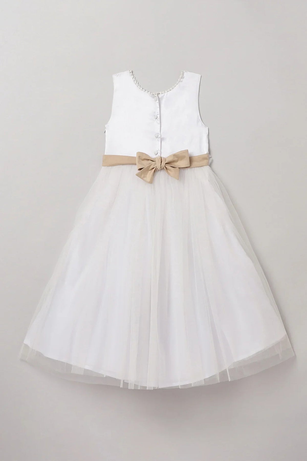 White satin party dress with pearl embellishments   byb premium