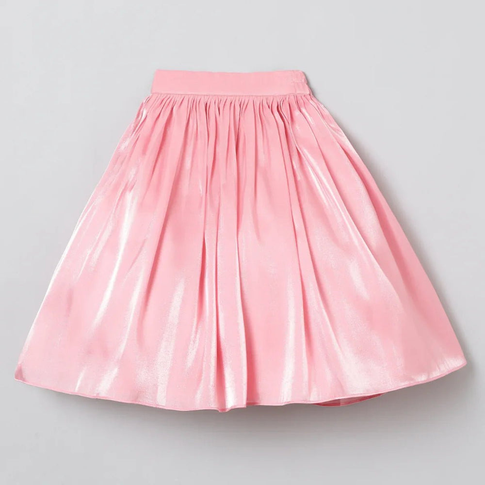 Wine Velvet Blouse with Pink Organza Skirt Set for Baby Girls - BYB PREMIUM