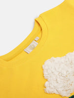 Load image into Gallery viewer, Yellow 3D Floral Embroidered Cotton Sweatshirt - BYB PREMIUM
