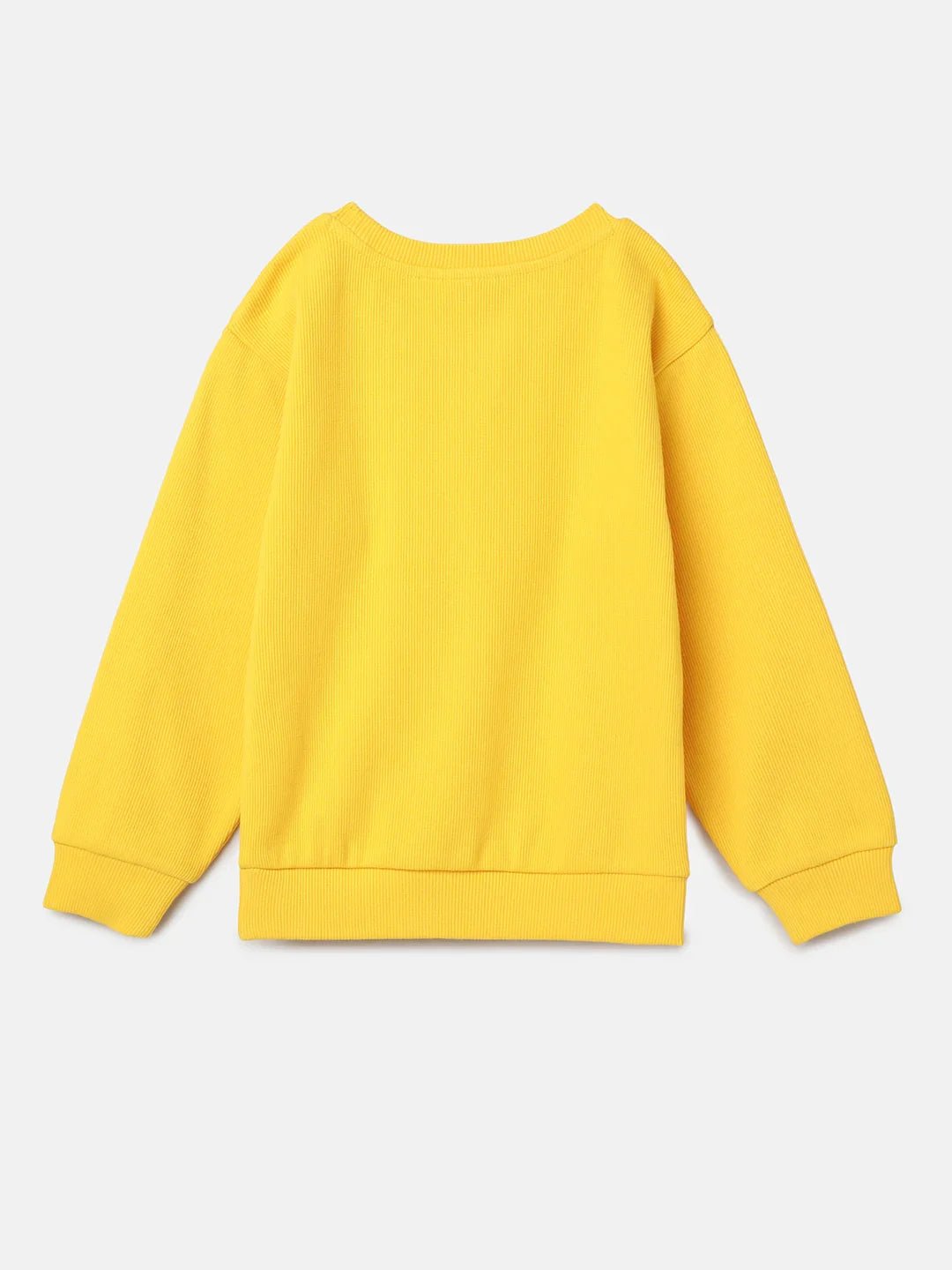 Yellow 3d floral embroidered cotton sweatshirt   byb premium