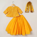 Yellow & Gold Mirror Work Lehenga Set for Girls | Georgette & Art Silk - BYB PREMIUM