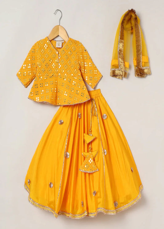 Yellow Georgette Lehenga Set