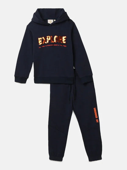 Navy Sequin Embroidered Kids Sweatshirt