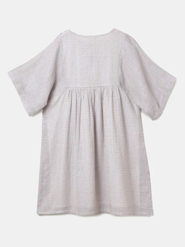 Beige Bloom Smocked Waist Dress