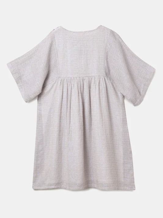 Beige Bloom Smocked Waist Dress