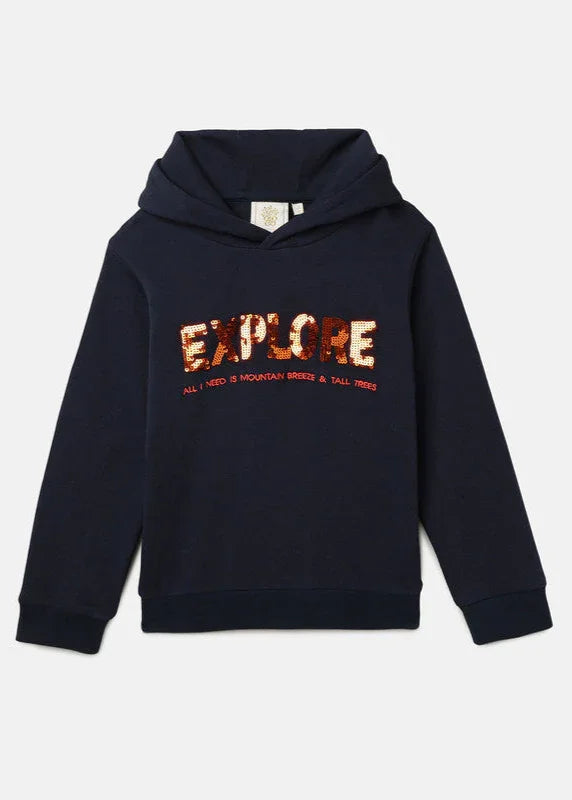Navy Sequin Embroidered Kids Sweatshirt