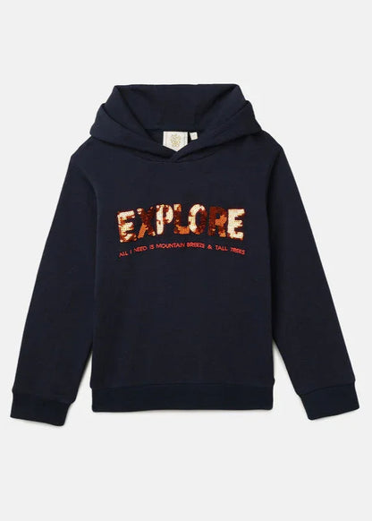Navy Sequin Embroidered Kids Sweatshirt