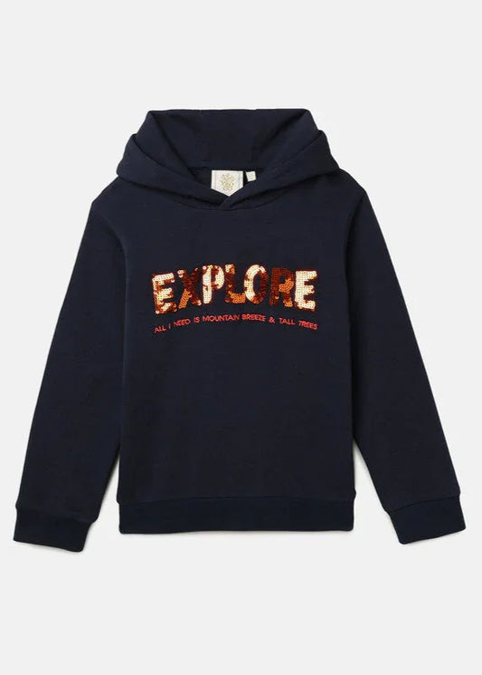 Navy Sequin Embroidered Kids Sweatshirt