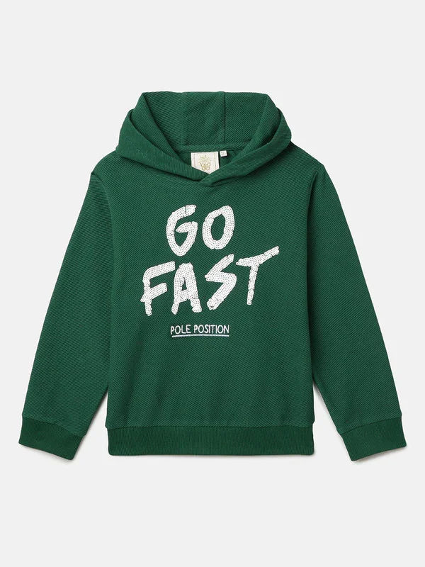 Embroidered Sequin Green Sweatshirt