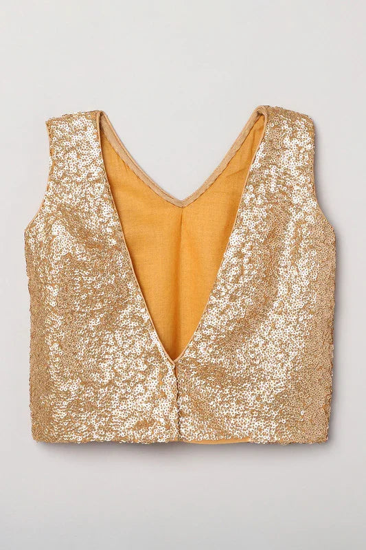 Girls White & Gold Sequin Lehenga Set with Red Dupatta