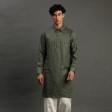 2Pcs Olive Linen Kurta Set - BYB PREMIUM