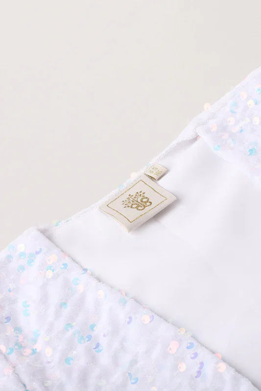 White Velvet Shrug for Girls with Sequin Detailing