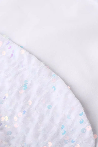 White Velvet Shrug for Girls with Sequin Detailing