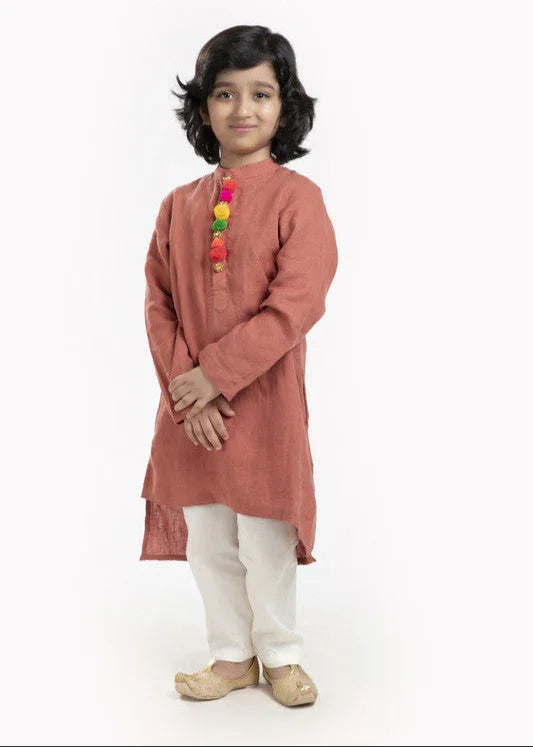 Rustic Rust Linen Kurta Pajama Set