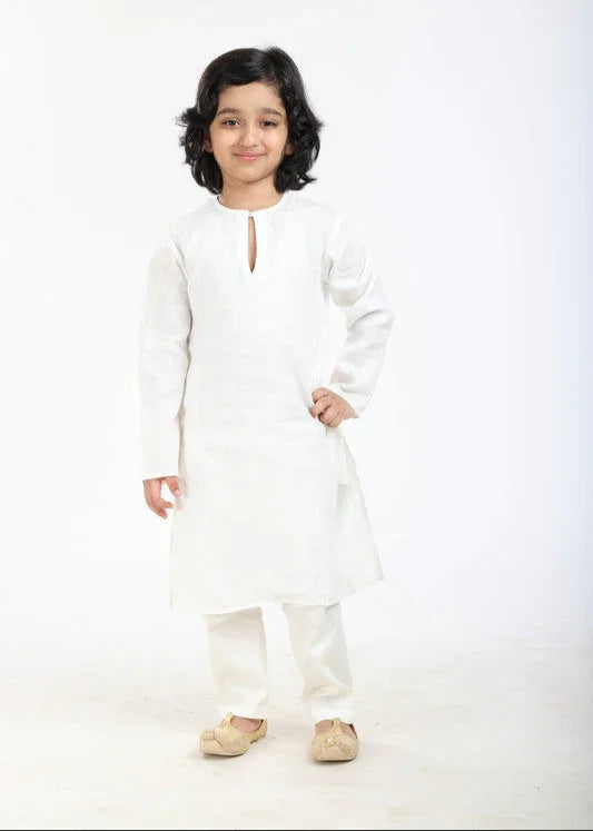 Classic White Linen Kurta Pajama Set