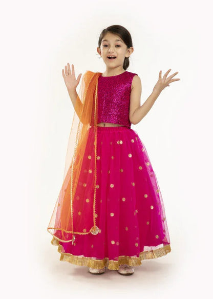 Hot Pink Sequin Lehenga Set