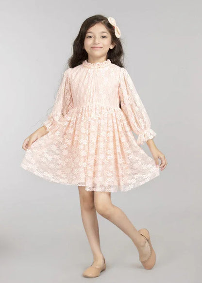 Soft Peach Ombré Lace Dress