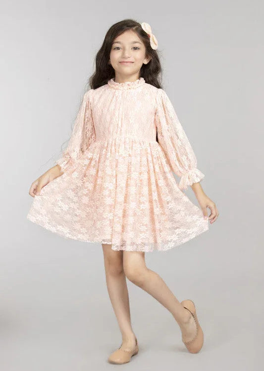 Soft Peach Ombré Lace Dress