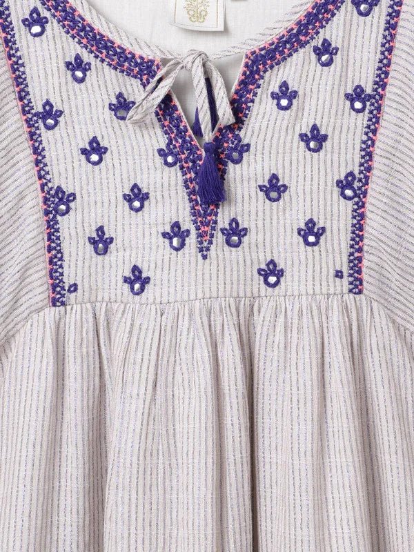 Beige Bloom Smocked Waist Dress - BYB PREMIUM