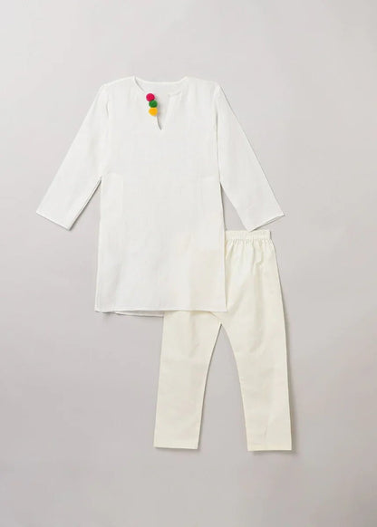 BYB White Cotton Kurta Pajama Set - BYB PREMIUM