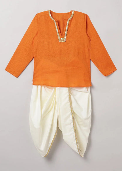 Festive Orange Kurta Dhoti Set - BYB PREMIUM