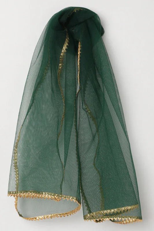 Girls fuchsia & yellow chanderi silk lehenga set with mirror work & dupatta   byb premium