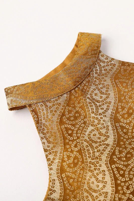 Girls green & gold halter neck lehenga set with tulle skirt & dupatta   byb premium