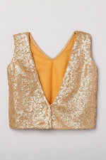 Load image into Gallery viewer, Girls White &amp; Gold Sequin Lehenga Set with Red Dupatta - BYB PREMIUM
