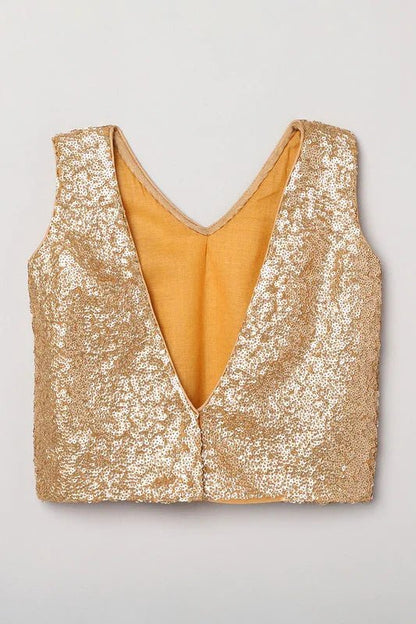 Girls White & Gold Sequin Lehenga Set with Red Dupatta - BYB PREMIUM