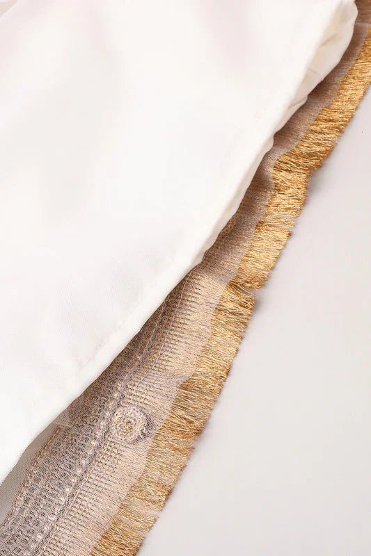 Girls White & Gold Sequin Lehenga Set with Red Dupatta - BYB PREMIUM