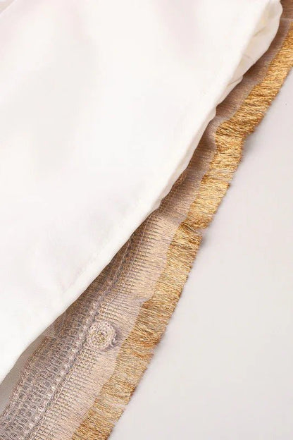 Girls White & Gold Sequin Lehenga Set with Red Dupatta - BYB PREMIUM