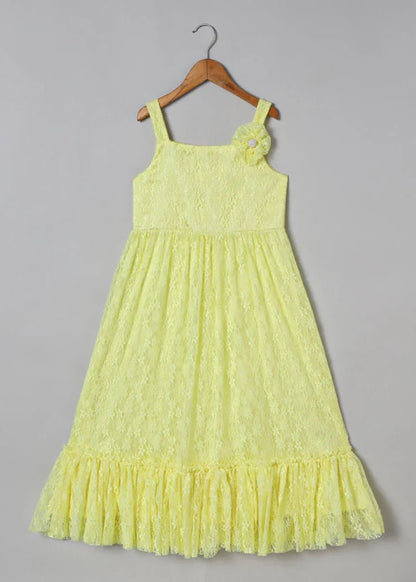 Lime Ruffle Lace Maxi Dress for Girls - BYB PREMIUM
