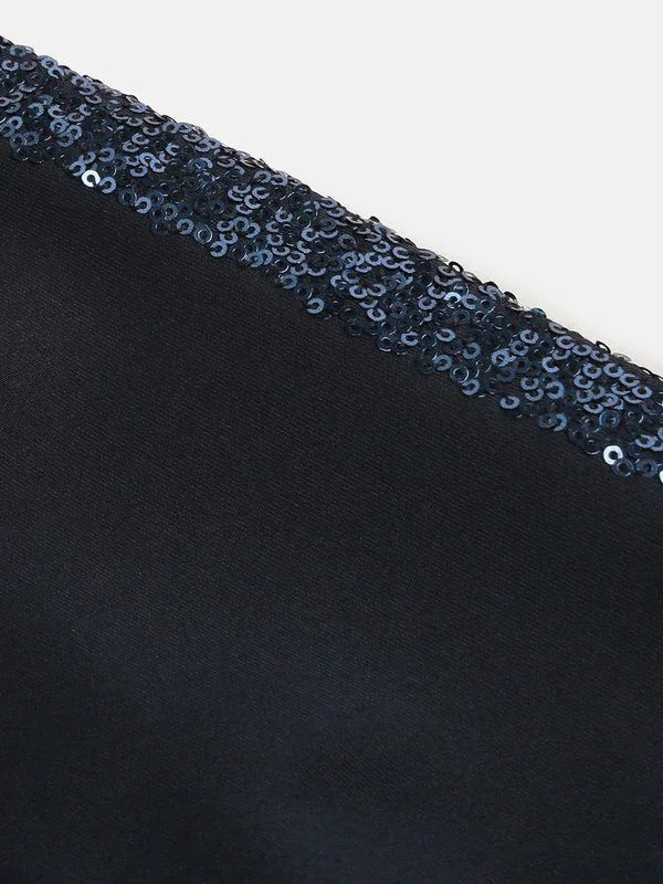 Navy gleam sequin jogger   byb premium