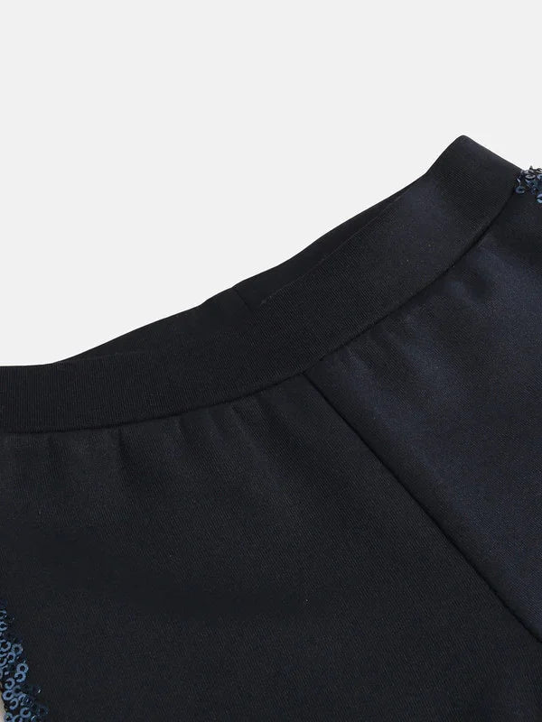 Navy gleam sequin jogger   byb premium