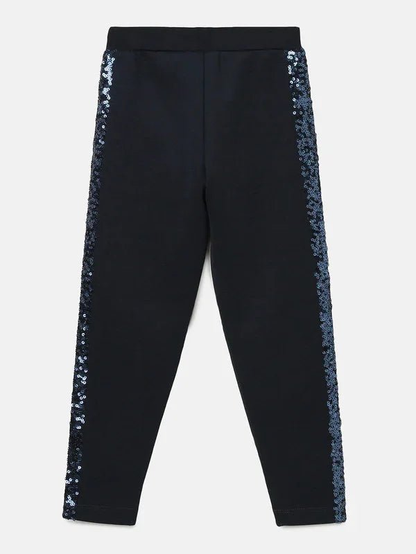 Navy gleam sequin jogger   byb premium