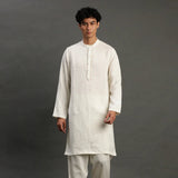 Off-White Linen Kurta Pyjama Set for Men - BYB PREMIUM
