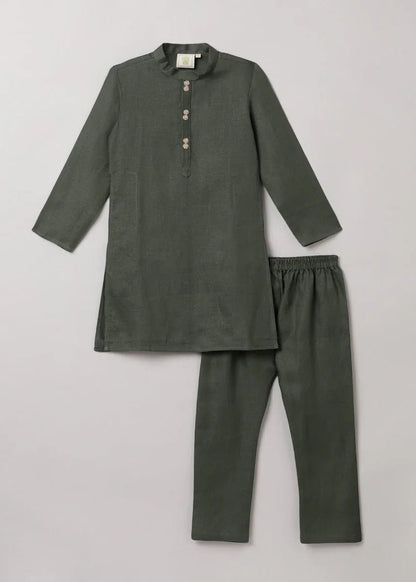 Olive Green Kurta Pajama Set - BYB PREMIUM