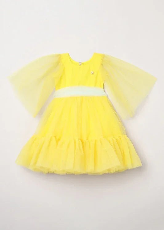 Sunny delight yellow tulle dress with matching belt   byb premium