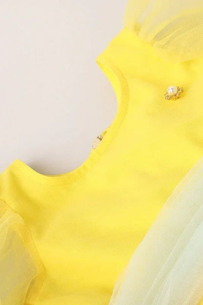 Sunny Delight Yellow Tulle Dress with Matching Belt - BYB PREMIUM