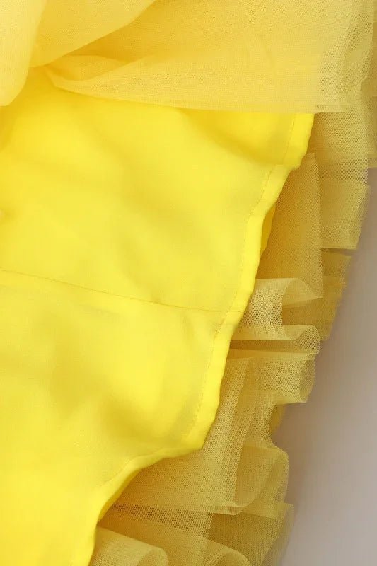 Sunny Delight Yellow Tulle Dress with Matching Belt - BYB PREMIUM